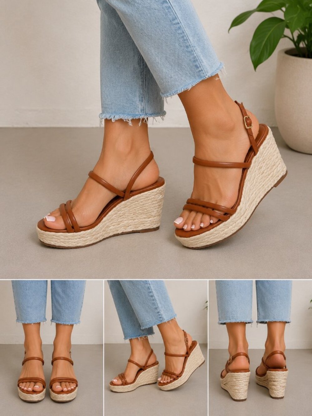 DISPLAY KAANAS Ankle Strap Espadrille Wedge Sandals